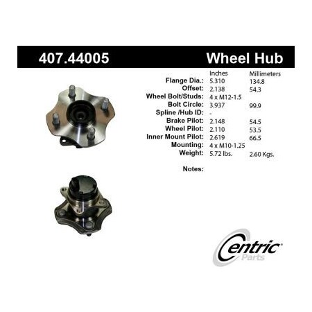 Centric Premium Hub and Bearing Assembly; With Integral ABS, Parts 407.44005